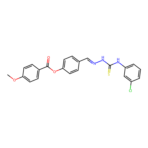 4-(2-((3-Chloroanilino)carbothioyl)carbohydrazonoyl)phenyl 4-methoxybenzoate structure