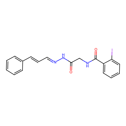 2-Iodo-N-(2-oxo-2-(2-(3-phenyl-2-propenylidene)hydrazino)ethyl)benzamide structure