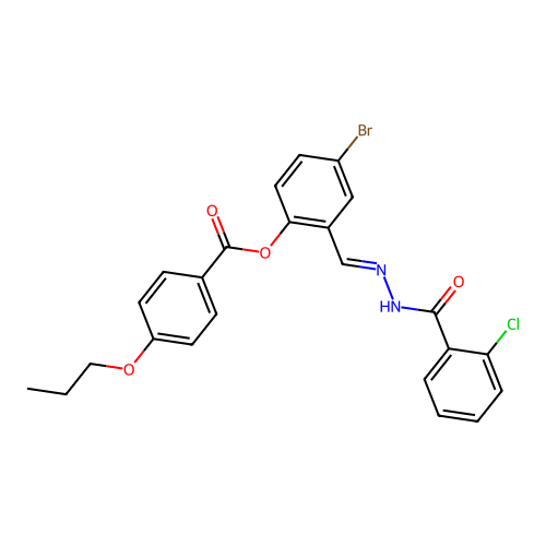 4-Bromo-2-(2-(2-chlorobenzoyl)carbohydrazonoyl)phenyl 4-propoxybenzoate structure