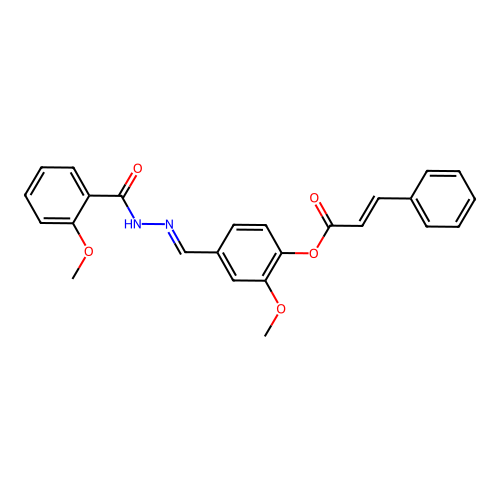 2-Methoxy-4-(2-(2-methoxybenzoyl)carbohydrazonoyl)phenyl 3-phenylacrylate structure