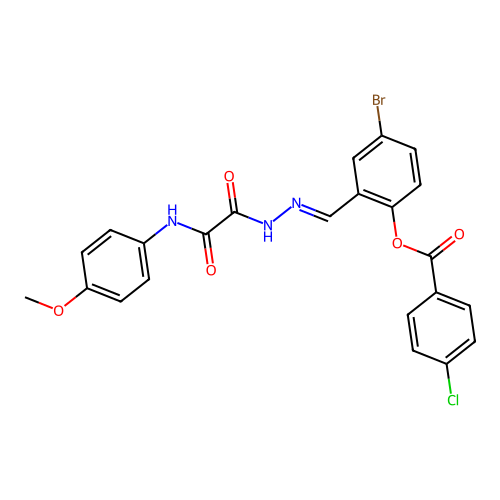 4-BR-2-(2-((4-Methoxyanilino)(oxo)AC)carbohydrazonoyl)phenyl 4-chlorobenzoate structure