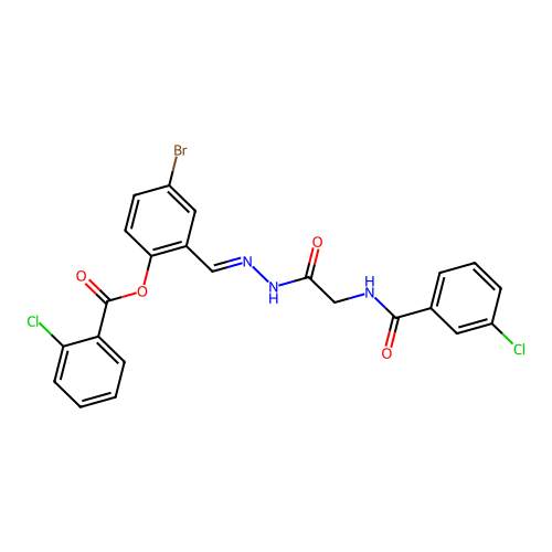4-BR-2-(2-(((3-Chlorobenzoyl)amino)AC)carbohydrazonoyl)phenyl 2-chlorobenzoate structure