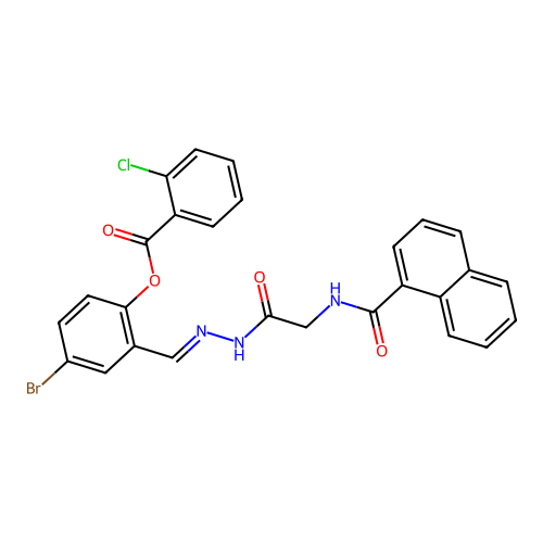 4-Bromo-2-(2-((1-naphthoylamino)acetyl)carbohydrazonoyl)phenyl 2-chlorobenzoate structure