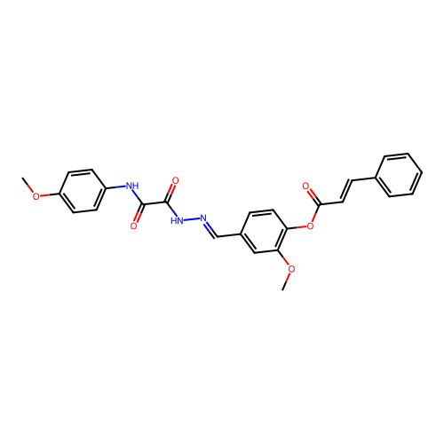 2-Meo-4-(2-((4-methoxyanilino)(oxo)AC)carbohydrazonoyl)phenyl 3-phenylacrylate structure