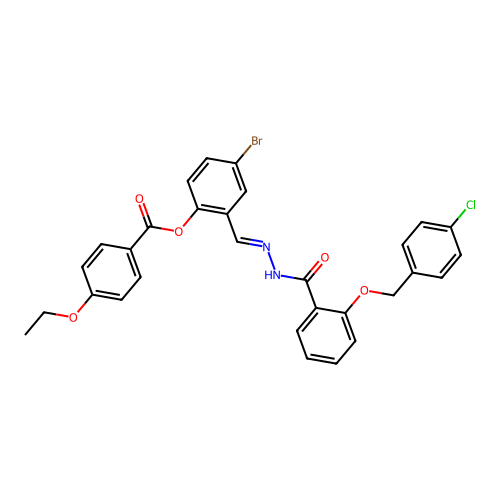 4-bromo-2-[(E)-({2-[(4-chlorobenzyl)oxy]benzoyl}hydrazono)methyl]phenyl 4-ethoxybenzoate structure