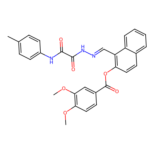 1-((E)-{2-[2-oxo-2-(4-toluidino)acetyl]hydrazono}methyl)-2-naphthyl 3,4-dimethoxybenzoate structure