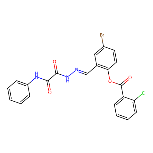 2-(2-(Anilino(oxo)acetyl)carbohydrazonoyl)-4-bromophenyl 2-chlorobenzoate structure