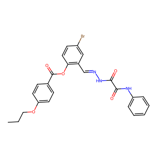 2-((E)-{[anilino(oxo)acetyl]hydrazono}methyl)-4-bromophenyl 4-propoxybenzoate structure