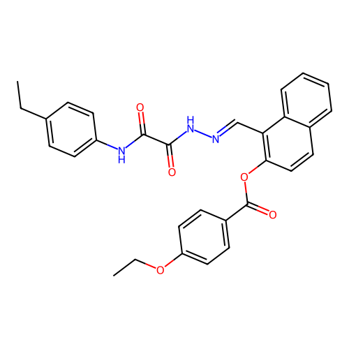 1-((E)-{2-[2-(4-ethylanilino)-2-oxoacetyl]hydrazono}methyl)-2-naphthyl 4-ethoxybenzoate structure