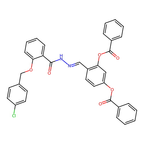 5-(Benzoyloxy)-2-(2-(2-((4-chlorobenzyl)oxy)benzoyl)carbohydrazonoyl)PH benzoate structure