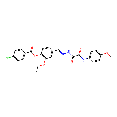 2-Ethoxy-4-(2-((4-methoxyanilino)(oxo)AC)carbohydrazonoyl)PH 4-chlorobenzoate structure