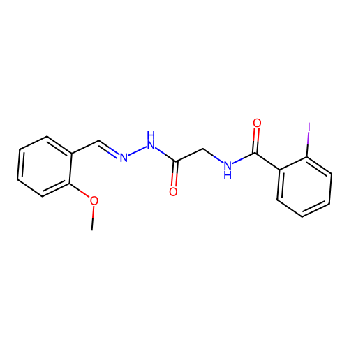 2-Iodo-N-(2-(2-(2-methoxybenzylidene)hydrazino)-2-oxoethyl)benzamide structure