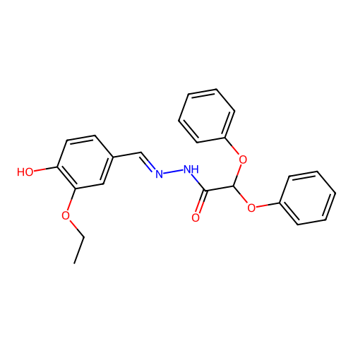 N-[(3-ethoxy-4-hydroxyphenyl)methylideneamino]-2,2-diphenoxyacetamide structure
