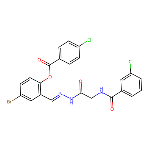 4-BR-2-(2-(((3-Chlorobenzoyl)amino)AC)carbohydrazonoyl)phenyl 4-chlorobenzoate structure