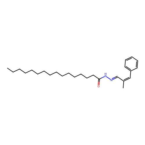 N-[(2-methyl-3-phenylprop-2-enylidene)amino]hexadecanamide structure