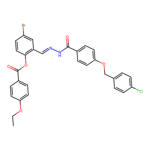 4-BR-2-(2-(4-((4-Chlorobenzyl)oxy)benzoyl)carbohydrazonoyl)PH 4-ethoxybenzoate structure
