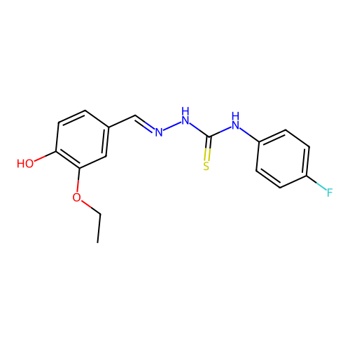 1-[(3-Ethoxy-4-hydroxyphenyl)methylideneamino]-3-(4-fluorophenyl)thiourea structure