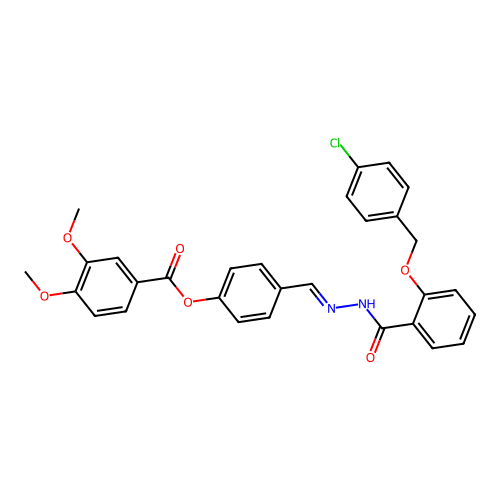 4-(2-(2-((4-Chlorobenzyl)oxy)benzoyl)carbohydrazonoyl)PH 3,4-dimethoxybenzoate structure