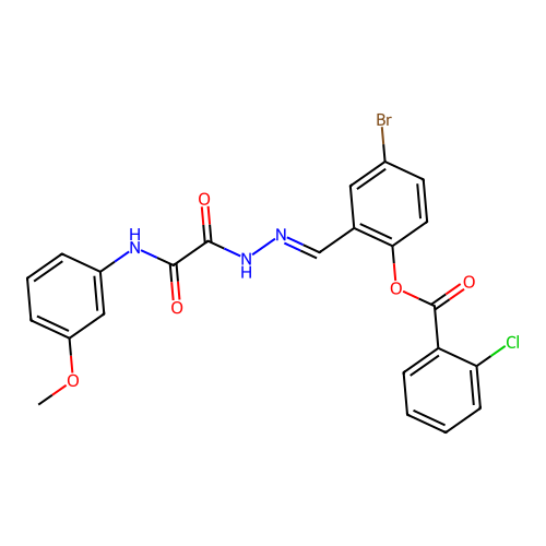 4-BR-2-(2-((3-Methoxyanilino)(oxo)AC)carbohydrazonoyl)phenyl 2-chlorobenzoate structure