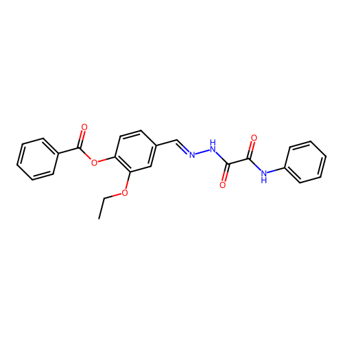[4-[[(2-Anilino-2-oxoacetyl)hydrazinylidene]methyl]-2-ethoxyphenyl] benzoate structure