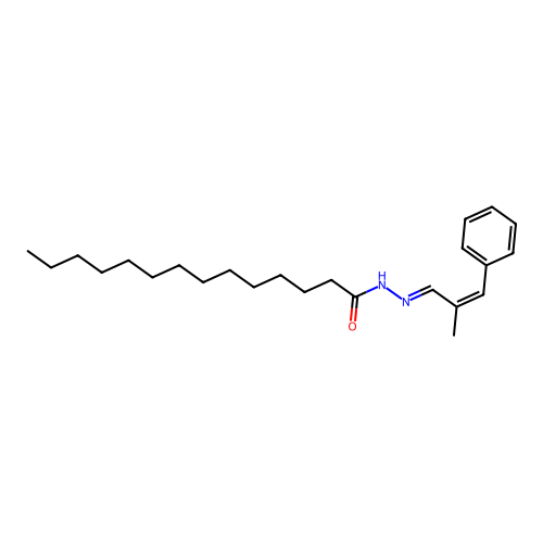 N-[(2-methyl-3-phenylprop-2-enylidene)amino]tetradecanamide structure