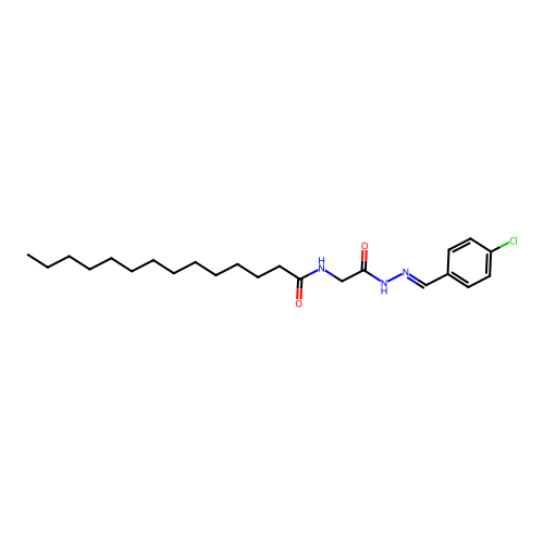 N-[2-[2-[(4-chlorophenyl)methylidene]hydrazinyl]-2-oxoethyl]tetradecanamide structure
