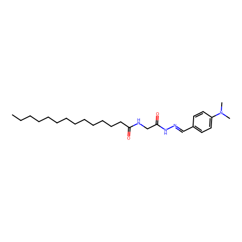N-(2-{(2E)-2-[4-(dimethylamino)benzylidene]hydrazino}-2-oxoethyl)tetradecanamide structure