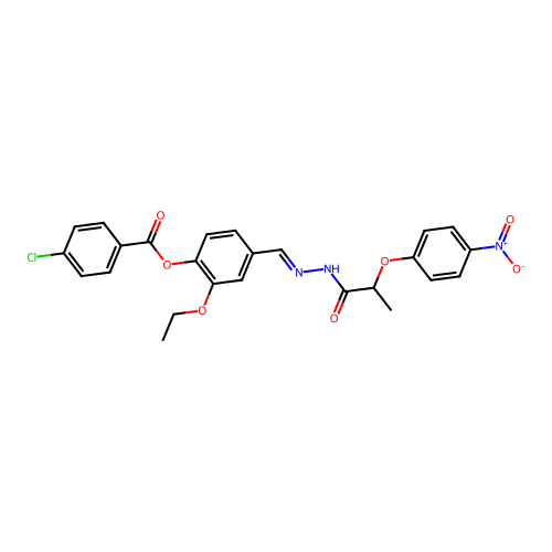 2-Ethoxy-4-(2-(2-(4-nitrophenoxy)propanoyl)carbohydrazonoyl)PH 4-chlorobenzoate structure