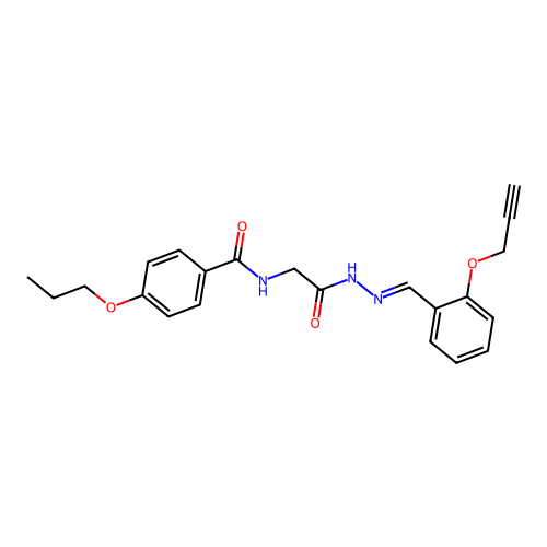 N-(2-Oxo-2-(2-(2-(2-propynyloxy)benzylidene)hydrazino)ethyl)-4-propoxybenzamide structure