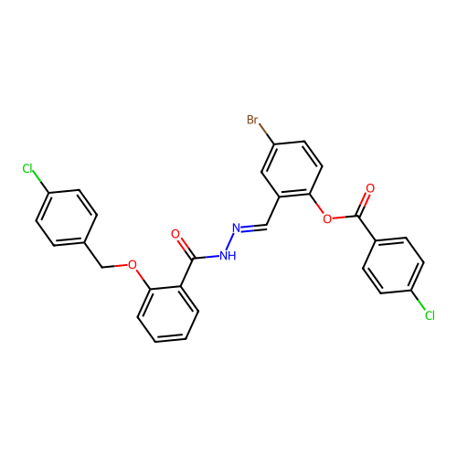 4-BR-2-(2-(2-((4-Chlorobenzyl)oxy)benzoyl)carbohydrazonoyl)PH 4-chlorobenzoate structure