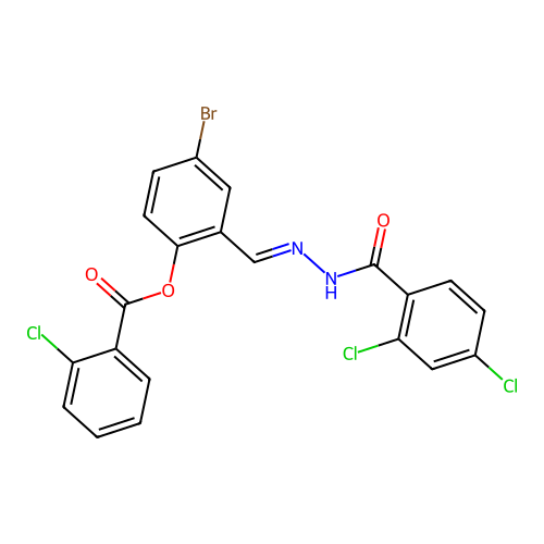 4-Bromo-2-(2-(2,4-dichlorobenzoyl)carbohydrazonoyl)phenyl 2-chlorobenzoate structure
