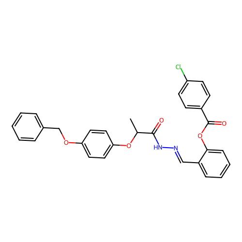 2-(2-(2-(4-(Benzyloxy)phenoxy)propanoyl)carbohydrazonoyl)phenyl 4-chlorobenzoate structure