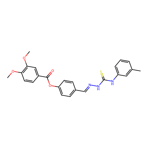 4-(2-(3-Toluidinocarbothioyl)carbohydrazonoyl)phenyl 3,4-dimethoxybenzoate structure