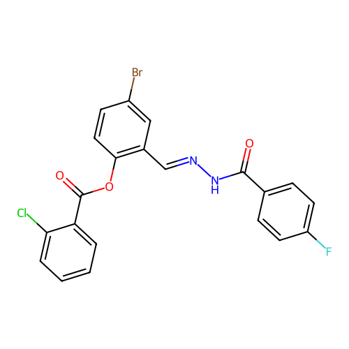 4-Bromo-2-(2-(4-fluorobenzoyl)carbohydrazonoyl)phenyl 2-chlorobenzoate structure