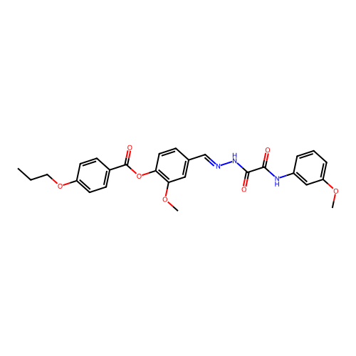 2-Meo-4-(2-((3-methoxyanilino)(oxo)AC)carbohydrazonoyl)phenyl 4-propoxybenzoate structure