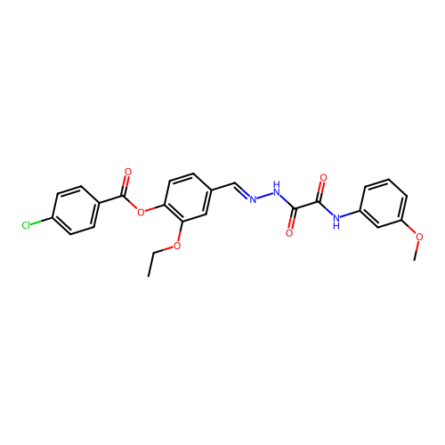 2-Ethoxy-4-(2-((3-methoxyanilino)(oxo)AC)carbohydrazonoyl)PH 4-chlorobenzoate structure