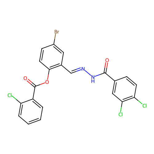 4-Bromo-2-(2-(3,4-dichlorobenzoyl)carbohydrazonoyl)phenyl 2-chlorobenzoate structure