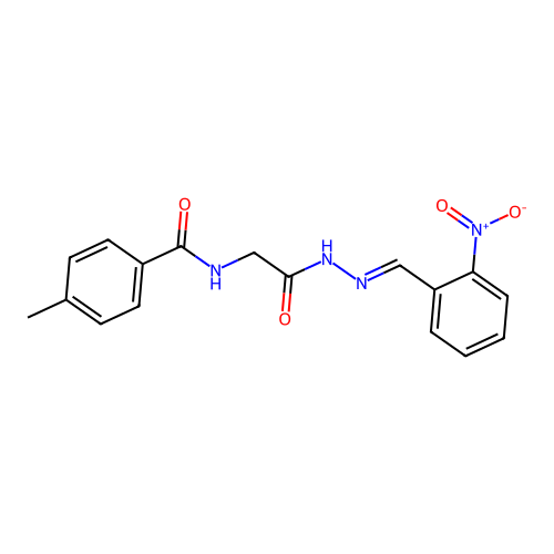 4-methyl-N-{2-[(2E)-2-(2-nitrobenzylidene)hydrazino]-2-oxoethyl}benzamide structure