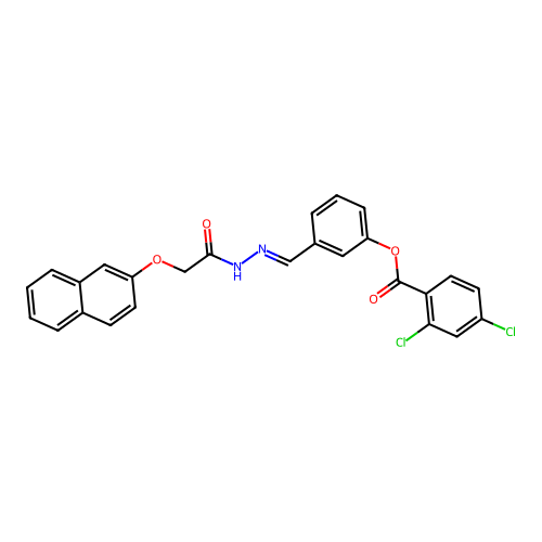 3-((E)-{2-[2-(2-naphthyloxy)acetyl]hydrazono}methyl)phenyl 2,4-dichlorobenzoate structure