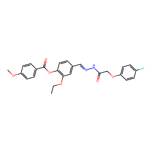 [2-ethoxy-4-[[[2-(4-fluorophenoxy)acetyl]hydrazinylidene]methyl]phenyl] 4-methoxybenzoate structure