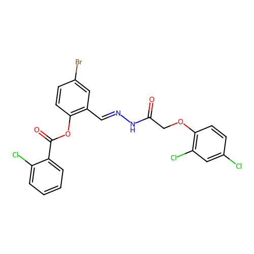 [4-bromo-2-[[[2-(2,4-dichlorophenoxy)acetyl]hydrazinylidene]methyl]phenyl] 2-chlorobenzoate structure