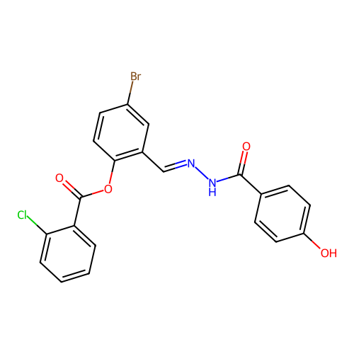 4-Bromo-2-(2-(4-hydroxybenzoyl)carbohydrazonoyl)phenyl 2-chlorobenzoate structure