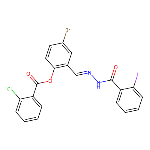 4-Bromo-2-(2-(2-iodobenzoyl)carbohydrazonoyl)phenyl 2-chlorobenzoate structure