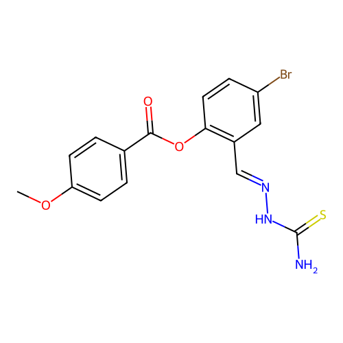 2-(2-(Aminocarbothioyl)carbohydrazonoyl)-4-bromophenyl 4-methoxybenzoate structure