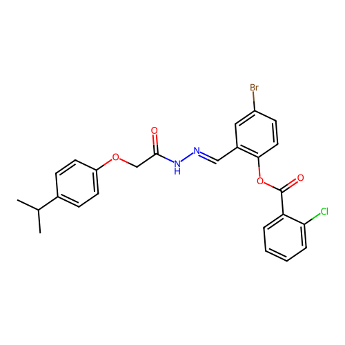 4-BR-2-(2-((4-Isopropylphenoxy)acetyl)carbohydrazonoyl)phenyl 2-chlorobenzoate structure