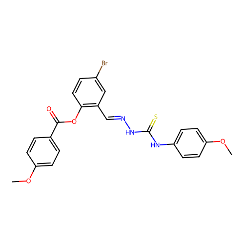 4-BR-2-(2-((4-Methoxyanilino)carbothioyl)carbohydrazonoyl)PH 4-methoxybenzoate structure