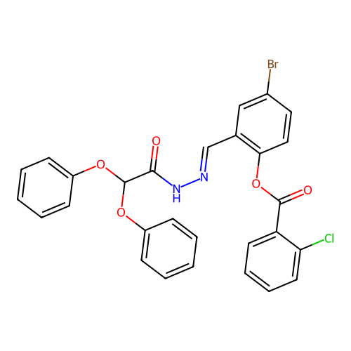 4-Bromo-2-(2-(diphenoxyacetyl)carbohydrazonoyl)phenyl 2-chlorobenzoate structure