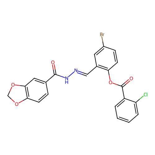2-(2-(1,3-Benzodioxol-5-ylcarbonyl)carbohydrazonoyl)-4-BR-PH 2-chlorobenzoate structure