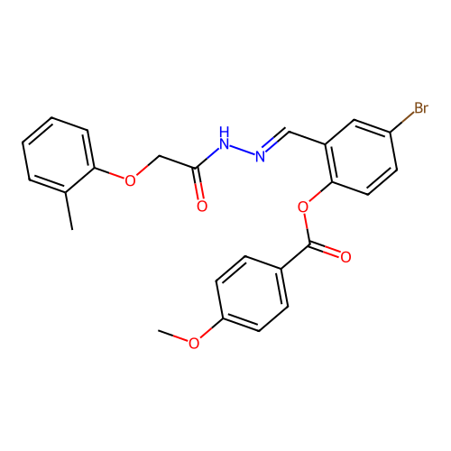 4-Bromo-2-(2-((2-methylphenoxy)acetyl)carbohydrazonoyl)phenyl 4-methoxybenzoate structure