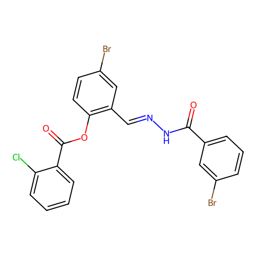 4-Bromo-2-(2-(3-bromobenzoyl)carbohydrazonoyl)phenyl 2-chlorobenzoate structure